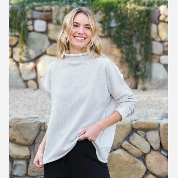Frank & Eileen Monterey Rolled Funnel Neck Sweater Cotton: Size:XS Heather Gray - Picture 1 of 16